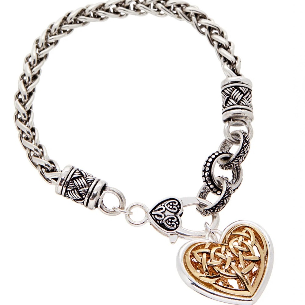 Silver and Gold Celtic Heart Charm Bracelet Brighton